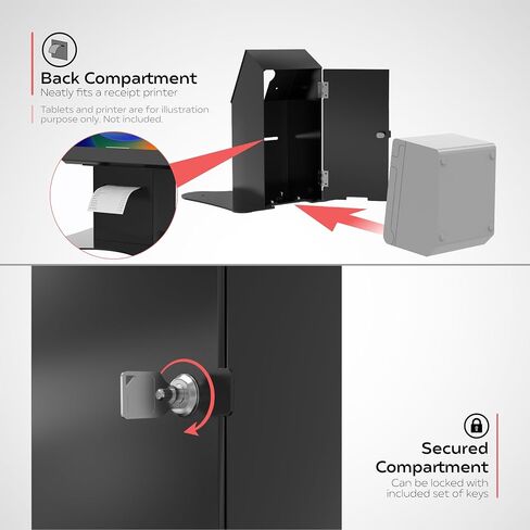 Locking Kiosk & Enclosure – Premium Locking Floor Stand Kiosk with Universal Security Enclosure - Storage and Cable Management for Retail POS - Ordering Screens & More - Black (PAD-PARAFPE) in Kuwait