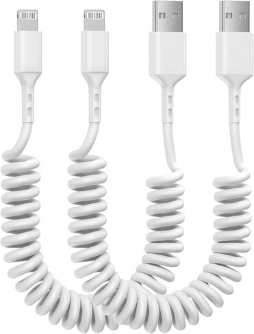 كابل شحن ملفوف لايتنينج بطول 3أقدام، قطعتان [معتمد من Apple MFi] سلك شاحن iPhone سلك مزامنة بيانات فائق السرعة لهاتف iPhone 14/13/Pro/Mini/12/11/Xs/Xr/X/8/7/6 توصيل شاحن حائط CarPlay أبيض in Kuwait