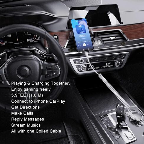 كابل شحن ملفوف لايتنينج بطول 3أقدام، قطعتان [معتمد من Apple MFi] سلك شاحن iPhone سلك مزامنة بيانات فائق السرعة لهاتف iPhone 14/13/Pro/Mini/12/11/Xs/Xr/X/8/7/6 توصيل شاحن حائط CarPlay أبيض in Kuwait