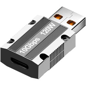 USB C Female to USB 3.1 Male Adapter, Zinc Alloy USB A to Type C Adapter with 10Gbps High-Speed Data Transfer PD 120W Stable Charging for Laptop, Phone, PC (4-Pack)