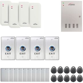 Visionis FPC-6548 Four Doors Access Control TCP/IP Wiegand Controller Box with Power Supply Included White Indoor/Outdoor Card Reader, Computer Based + 20,000 Users Kit