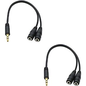 Headphone Splitter for 2 Headphones 2 Way 3.5mm Adapter Aux Cable Mini Jack Male to Dual Female Stereo Audio Y Splitter Couple Adapter Compatible with iPad iPhone iPod MacBook PC Amplifier Speaker