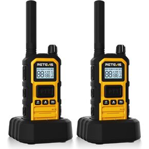 Retevis RB48 Plus 5W Walkie Talkies Long Range, Waterproof Heavy Duty GMRS Two Way Radios, NOAA, USB-C Rechargable, Vibration Alert, Emergency 2 Way Radios(2 Pack)