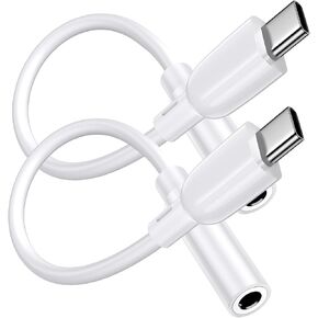 USB C to 3.5mm Audio Adapter for iPhone 16 Pro Max/15 Pro/15 Plus/15, 2Pack USB-C Dongle Type C to Headphone Aux Jack Converter Compatible with Galaxy Z Fold6 Flip6 S24 S23 S22 S21 A55, Pixel 9 Pro 8a