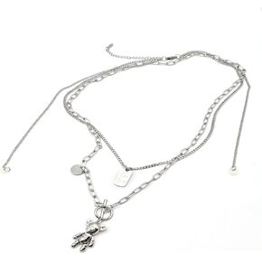 for Airpods Loss Prevention Chain, Loss Prevention Cord Compatible, Multi-Strand Chain Necklace with Charm, Silver