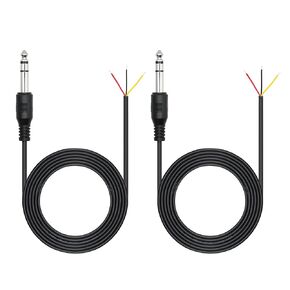 6.35mm Male Jack to Bare Wire Open End Audio Cable 6FT, Right Angle TRS 3 Pole Stereo 1/4" 6.35mm Male Jack Audio Connector Adapter, for Speaker Microphone 6.35mm Male Plug Replacement DIY Repair 2Pcs