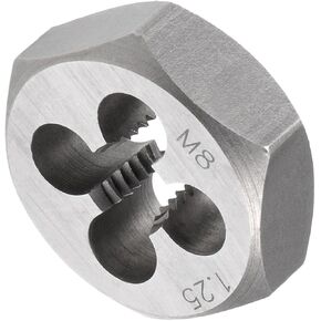 CoCud Hex Rethreading Die, M12 x 1.5 Pitch, Carbon Steel Cylindrical Pipe Threading Tool with 5 Chip Holes - (Applications: for Threading Repairing)