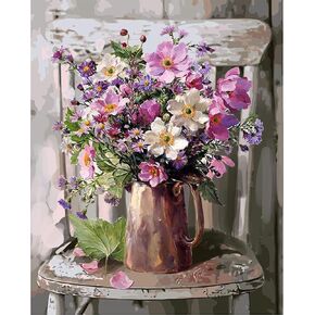 طلاء كليندو بالأرقام للبالغين، مجموعة طلاء الزهور بالأرقام على القماش، سهل الطلاء بالأرقام بدون إطار للاسترخاء وديكور الحائط المنزلي 16 × 20 بوصة in Kuwait