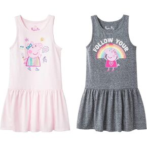 Peppa Pig One Size Girls' Toddler Short Sleeve T-Shirt Dress 2 Pack