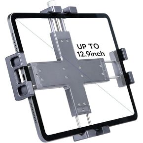 FANAUE iPad Holder for Tripod Mount with 17mm Ball Head Compatible with 17mm Double Socket Arm and Car Mount, 360° Rotatable iPad Holder for Desk Vehicles Dashboar, Supports 8-12.9" iPad Install.