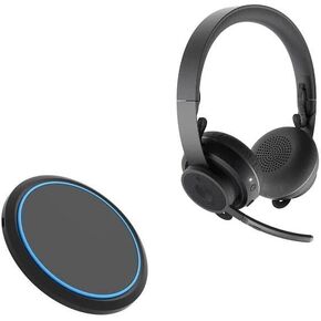BoxWave Charger Compatible with Logitech Zone Wireless Headset - SwiftCharge PowerDisc Wireless Charger (15W), Qi Wireless 15W Circular Desktop Charger for Logitech Zone Wireless Headset - Jet Black
