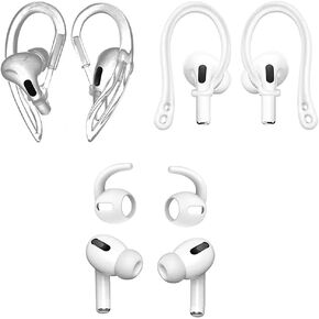 JNSA 3 Pairs Ear Hook Compatible with AirPods Pro, 3 Anti Slip Anti Drop Accessories Compatible with AirPods Pro Ear Tips [for AirPod Pro Only],Transparent/White (Pro)