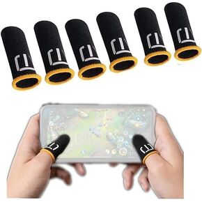 3 Pair Black Patterns Gaming Finger Sleeves Breathable Fingertips, Sweatproof Games-Slip Thumb GR9l5 Gloves for Mobile Cell Phone Gaming Finger Sleeves Cell Phones Accessories Gaming Sleeve
