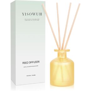 YISOWUH Reed Diffuser - Clean Linen & Jasmine Lily 3.38oz (100ml) 2 Pack Essential Oil Reed Diffuser Set with 8 Sticks, Long Lasting Fragrance for Home, Bathroom, Bedroom, Room, Decor, Gifts