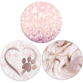 3 Pack Universal Cell Phone Stand Compatible with Socket for Grip & Holder Rotation -Glitter Love Powder Smile Geometric Marble