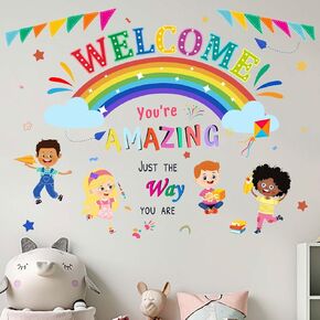 You are Amazing Inspirational Quotes Classroom Wall Stickers - Reading Corner Rainbow Wall Decals - Nursery Kids Room Daycare Playroom Classroom Wall Decor