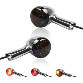 Universal Smoked Bullet Front Rear LED Turn Signals, Motorcycle Brake Taillights 12V Tail Lights Compatible with Halrey Sportster XL1200 Iron 883 Touring Dyna - 2Pcs