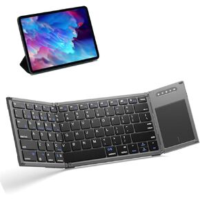 Perfect Travel Companion: Folding Full-Size Wireless Keyboard with Touchpad, Supports Seamless Switching Between 3 Devices Including Tablets, Laptops, and Phones
