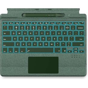 Surface Pro 9 Keyboard with Slim Pen, Compatible with Microsoft Surface Pro 11 10 9 8 X, 13 Inch Bluetooth Wireless Backlight Type Cover Keyboard with Slim Pen, Keyboard with Slim Pen Green