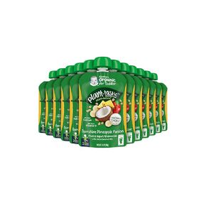Gerber Organic Baby Food Pouches, Toddler, Plant-tastic, Tropical Mango Fusion, Fruit & Yogurt Alternative with Oat & Coconut Milk, Non-Dairy, 3.5 oz (Pack of 12)