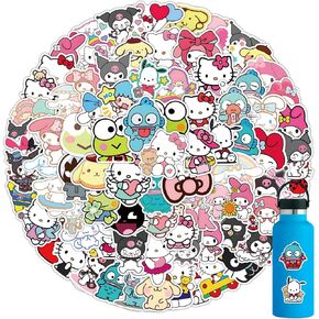 102Pcs Kawaii Stickers Pack for Water Bottle， Cute Cartoon Characters Stickers for Kids Teens Adults,Waterproof Decals for Laptop，Gifts for Adults Teens