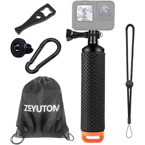 Waterproof Floating Hand Grip with Carabiner and Shoulder Storage Bag for GoPro Hero 12, 11, 10, 9, 8, 7, 6, 5, 4, Session, 3+, 3, 2, Compatible with Osmo Action 4/3/2 Action Cameras Accessories