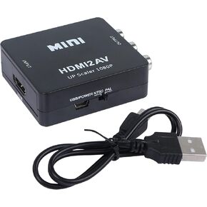 YACSEJAO HDMI to RCA Adapter, HDMI2AV, HDMI to AV Converter with USB Cable, 1080P HDMI to 3RCA CVBS AV Composite Video Audio Converter Supports PAL/NTSC for PC、Laptop HDTV DVD