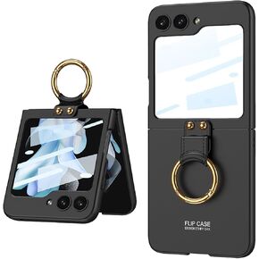 DALUZ Design for Galaxy Z Flip 5 Case 5G 2023, Slim Thin Z Flip 5 Case with Ring Kickstand Back Screen Protector, Raised Bezel Full Protection Samsung Z Flip 5 Case (Green)