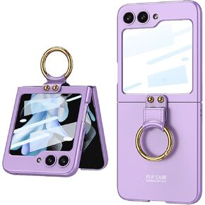 تصميم DALUZ لجراب Galaxy Z Flip 5 5G 2023، جراب نحيف Z Flip 5 مع واقي شاشة خلفي بمسند حلقي، إطار مرتفع حماية كاملة لهاتف Samsung Z Flip 5 (أخضر)