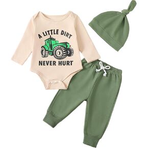 Thorn Tree Newborn Baby Boys Clothes Funny Printed Romper Elastic Waist Pants Baby Cap Fall Winter Infant Outfits