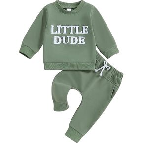 Kaipiclos Baby Boy Fall Clothes Little Dude Embroidery Sweatshirt Pants 6 12 18 24 Months Cute Toddler Infant Winter Outfit