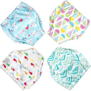 MooMoo Baby Cotton Training Pants 4 Pack Padded Toddler Potty Training Underwear for Boys and Girls-12M-5T
