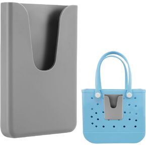 Silicone Phone Holder Compatible with Bogg Bag, Insert Bogg Bag Accessories Charms Attachment for Beach Tote Bag, Wide Size Fits for All Cell Phone (grey)