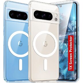 FNTCASE for Google Pixel 9 Case: Google Pixel 9 Pro Magnetic Translucent Matte Full Rugged Shockproof Phone Cover - Military Grade Drop Proof Slim Sturdy Hard Protective Cases Black