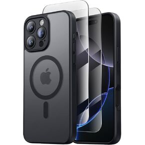 FlyReal Designed for iPhone 16 Pro Case, Compatible with Magsafe, Upgraded Slim Matte [Full Camera Protection] [15FT Military Grade Protection] with 2 Screen Protectors, 2024 - Black