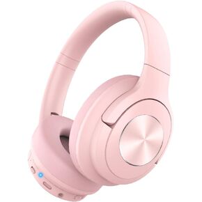 Pink Headphones Wireless Bluetooth Headphone Over Ear 70 Hours Playtime Foldable Deep Bass HiFi Stereo Wireless On Ear Headsets with Microphone Lightweight Soft Earmuff, for Phone,TV,Travel