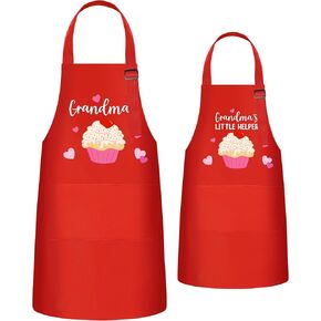 R HORSE Adults Kids Matching Apron Set 2Pcs Mommy and Me Adjustable Kitchen Apron with 2 Pockets Parent and Child Matching Apron Gift for Mother's Day Women Daughter Cooking Baking Painting Training