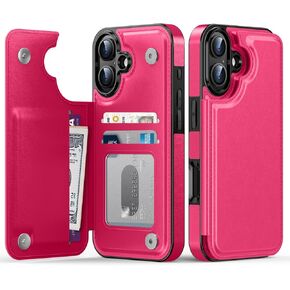 Goodon for iPhone 16 Case Wallet - Flip Folio Leather Cover with Trendy Floral Design, 3 Card Slots & Kickstand Function, Stylish Protective Phone Case for Women and Girls - Blooming Wildflowers