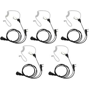 سماعة أذن PTT Mic Covert Acoustic Tube Earpiece متوافقة مع Kenwood PUXING Baofeng UV5R 666s 888S Retevis H-777 2 Way Radio Walkie Talkies (حزمة من 5)