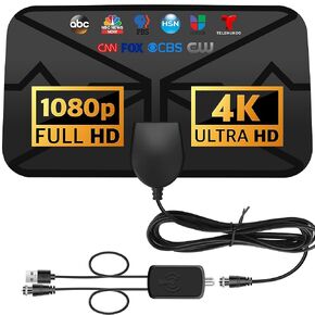 YAODHAOD TV Antenna Indoor Long Range 360 Miles, HD Digital Antenna for Smart TV Indoor Support 4K 1080p, TV Antenna for Local Channels with Amplified Signal Booster-9.5ft Coax HDTV Cable