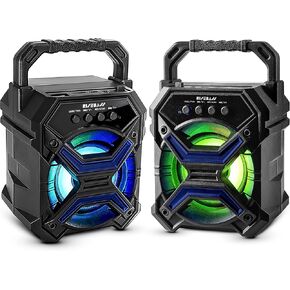 Portable Wireless Bluetooth Speaker for iPhone, Android, iPod and More - Rechargeable Bluetooth Speaker for Kids & Adults - Mini Speaker with Party Lights, for Hiking, Camping, Picnic and Boating