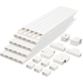 Wall Cable Hider to 3-4 Wires, LZEOY 172in Cord Hider for Wall Mount TV, White Cord Covers for Wires on Wall, Wall Cord Cover Wire Covers for Cords, Large Cable Management Kit 8xL15.7in W1.18in H0.6in