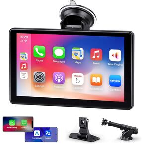 Apple Carplay Screen for Car Wireless Apple Carplay & Android Auto with 9" Touchscreen Wireless Car Stereo, Portable Car Audio Receivers Multimedia Player with Voice Control, Bluetooth, FM