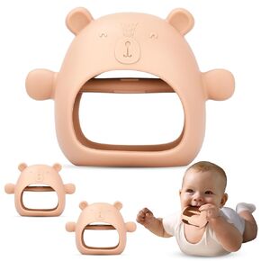 Childlike Behavior Wooden Cloud Teether - 3x3-Inch Wooden Teething Ring with Soft and Hard Surfaces and Drool Absorbent Cloth - Wooden Teether for Baby's Teething and Develop Hand-Eye Coordination