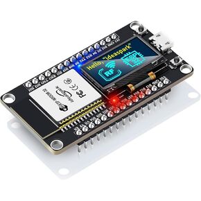 ESP32 Development Board Integrated 0.96 Inch OLED Display,CH340 Driver,WiFi+BLE Wireless Module,and Micro USB Works Great for Arduino/Micropython(Pin Header Soldered)