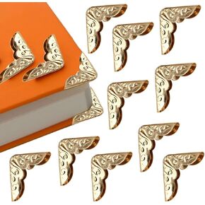 100Pcs Metal Book Corner Protector Albums Scrapbook Book Guard Edge Cover Folder File Corner Protectors Menus Corner Protectors Edge Guard Corner Decorative Protector Cover, Gold