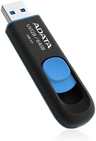 ADATA UV128 64GB USB 3.0 Retractable Capless Flash Drive, Blue (AUV128-64G-RBE) in Saudi Arabia
