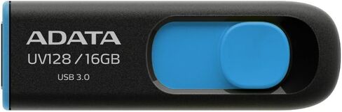 ADATA UV128 64GB USB 3.0 Retractable Capless Flash Drive, Blue (AUV128-64G-RBE) in Saudi Arabia