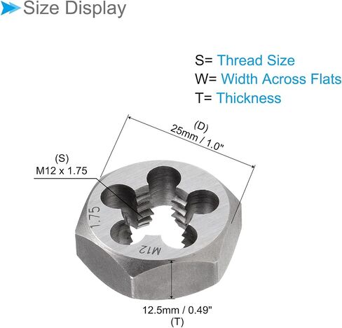 قالب إعادة الخيوط السداسي CoCud، M12 × 1.5 درجة، أداة خيوط الأنابيب الأسطوانية من الفولاذ الكربوني مع 5 فتحات للرقائق - (التطبيقات: لإصلاح الخيوط) in Saudi Arabia