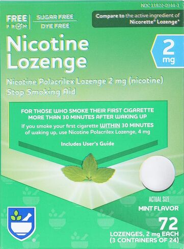 Rite Aid Mint Nicotine Lozenges, 2mg - 108 Lozenges | Mint Flavor | Quit Smoking Products | Stop Smoking Aids That Work | Quit Smoking Aid | Alternative to Nicotine Patches in Kuwait